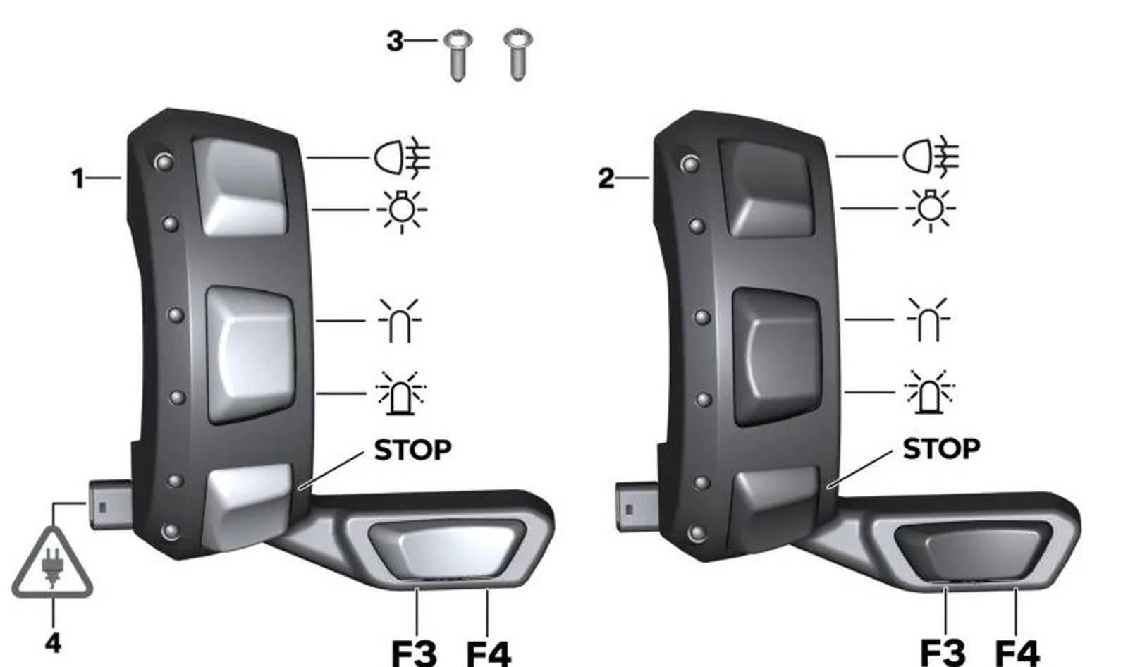 Interruptor adicional derecho OEM 61318394472 para BMW Motorrad F 750 GS, F 850 GS, F 800 GS, F 900 GS. Original BMW Motorrad.