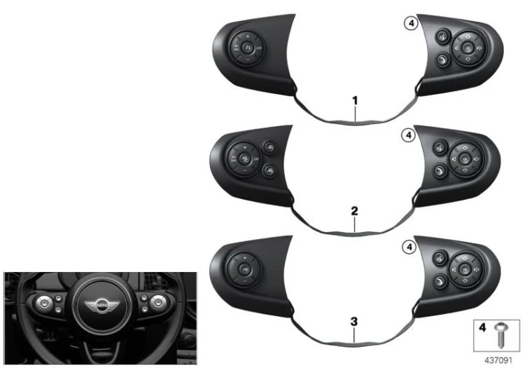 Interruptor de volante multifuncional deportivo OEM 61319361954 para MINI F56, F55. Original MINI.