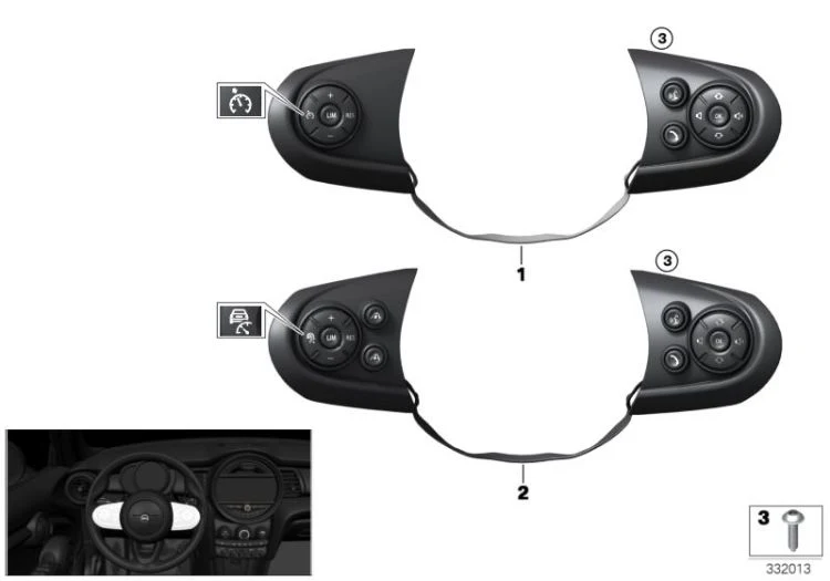 Interruptor de volante multifuncional deportivo OEM 61319361954 para MINI F56, F55. Original MINI. - Image 2