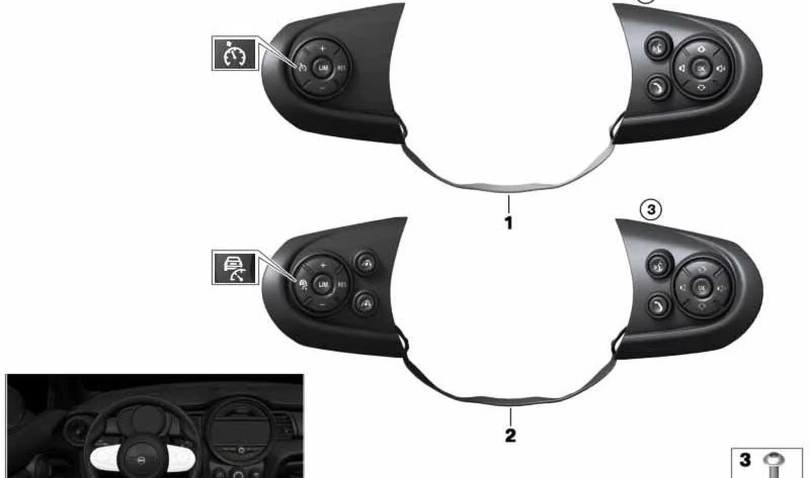 Interruptor de volante multifuncional OEM 61319360508 para MINI F56, F55. Original MINI. - Image 3