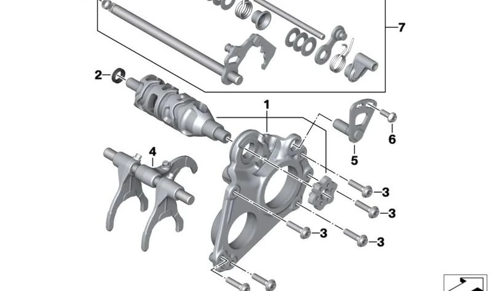 Juego de accionamiento del cambio OEM 23008405397 para BMW Motorrad F 750 GS, F 850 GS, F 900 R, F 900 XR... y más. Original BMW Motorrad.