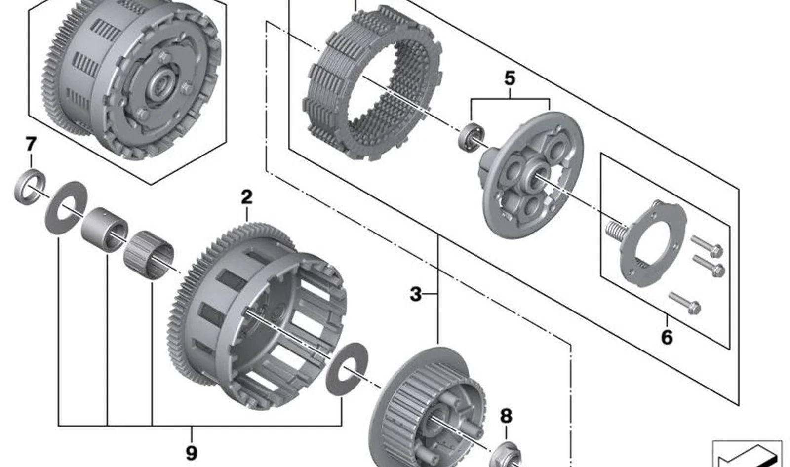 Juego de discos de embrague OEM 21218406741 para motos BMW F 750 GS, F 850 GS, F 900 R, F 900 XR... y más. Original BMW Motorrad.