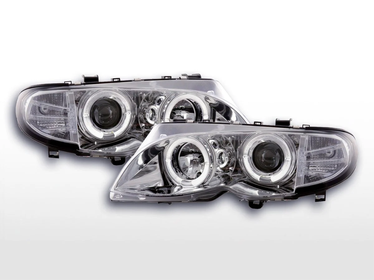 Faros delanteros BMW Serie 3 E46 Berlina / Touring 02-05 cromado para volante a la derecha