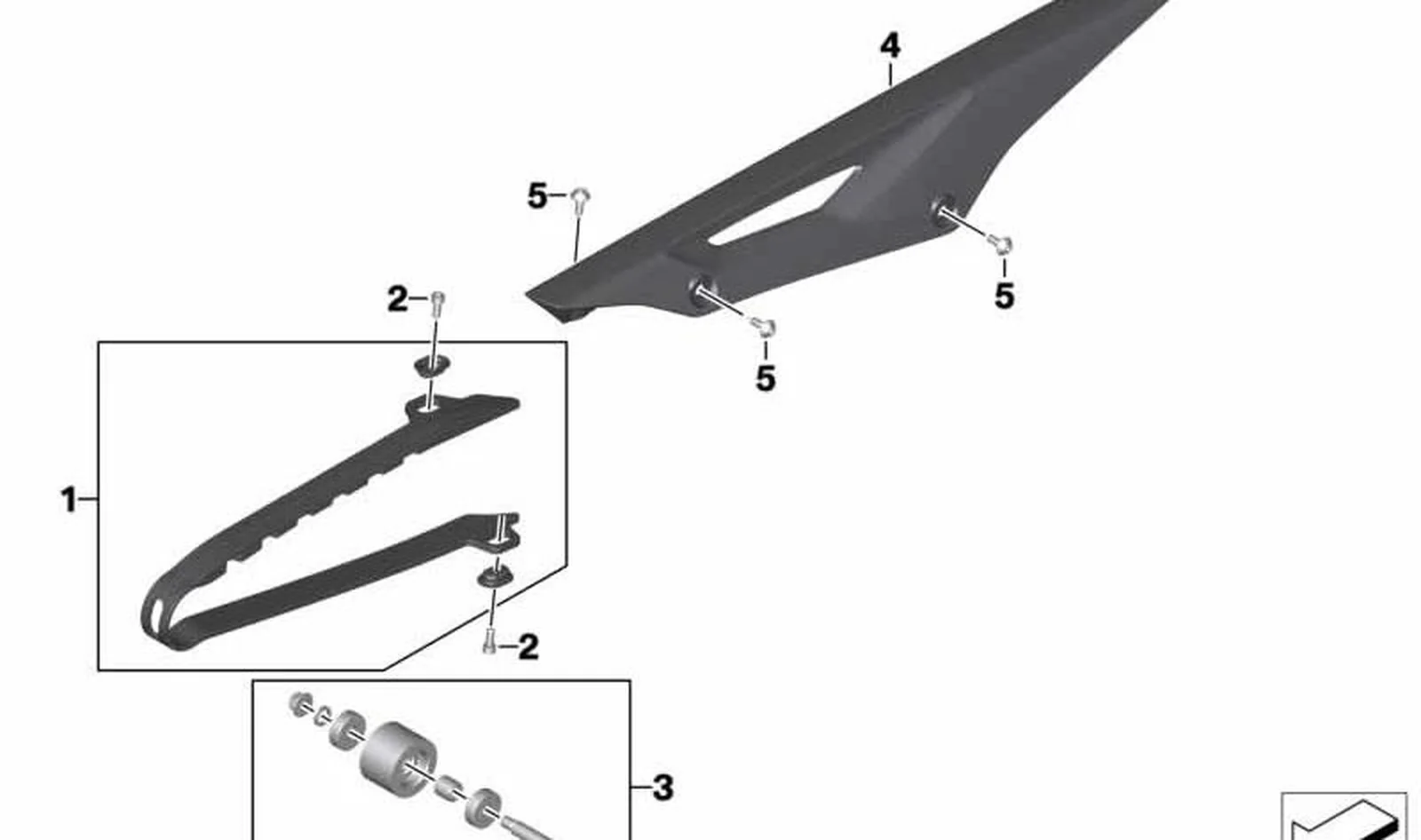 Juego de guÃa deslizante de cadena OEM 33857924054 para motos BMW G 310 GS, G 310 R, G 310 RR. Original BMW Motorrad.
