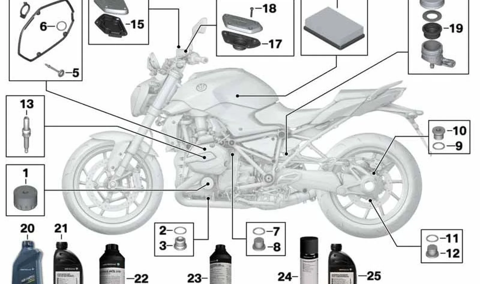 Juego de juntas tapa de culata derecha OEM 11128542058 para motos BMW R1200GS, R1200RT, R1200R, R1200RS... y más. Original BMW Motorrad.