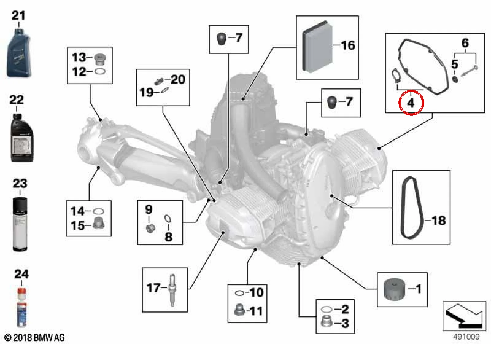 Juego de juntas tapas de culata OEM 11127923660 para motos BMW R nineT, R nineT Pure, R nineT Scrambler, R nineT Urban G/S... y más. Original BMW Motorrad. - Image 2