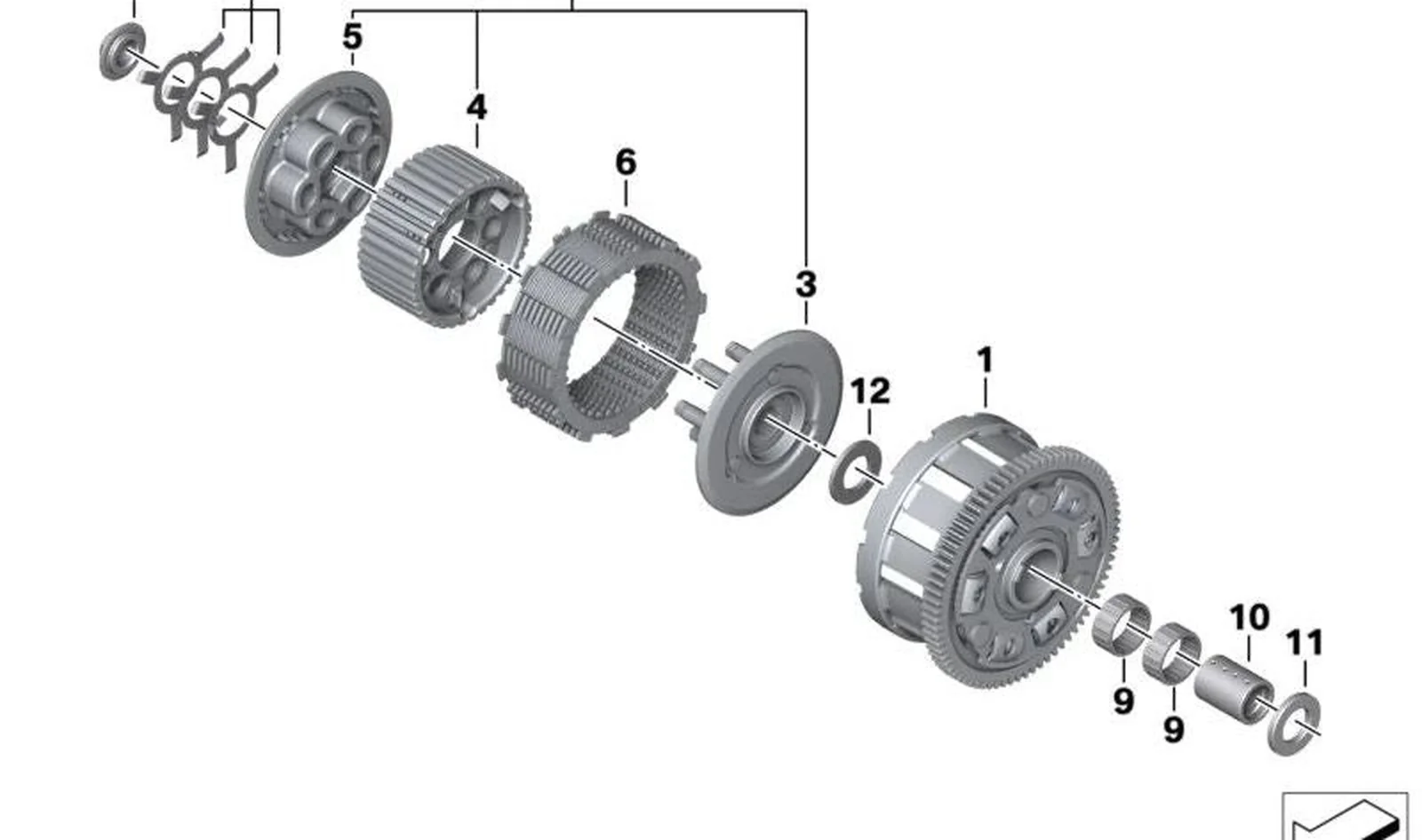 Juego de láminas de embrague OEM 21217924239 para motos BMW M1000 RR (K66). Original BMW Motorrad.