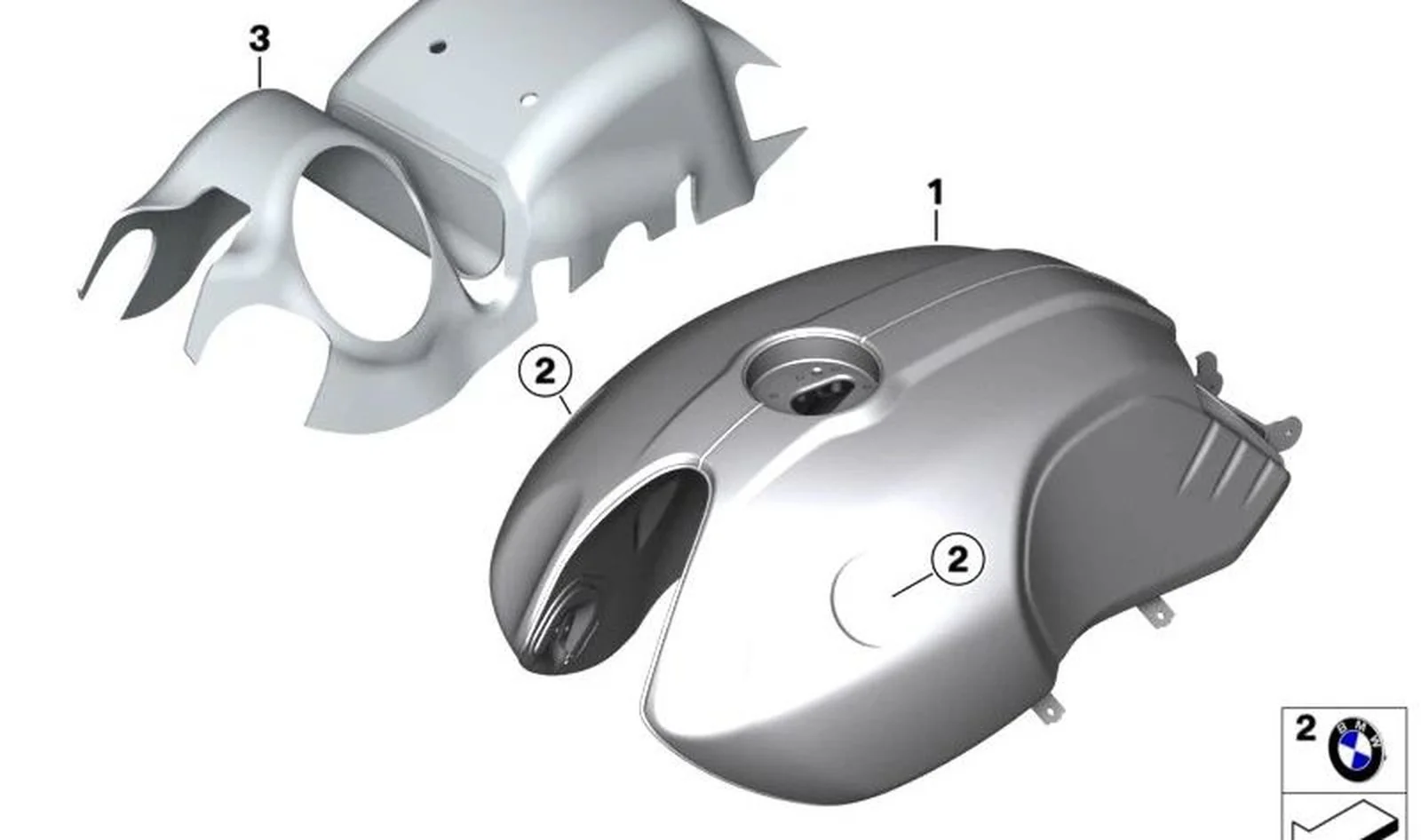 Juego de láminas protectoras térmicas depósito OEM 16118543475 para motos BMW R nineT, R nineT Pure, R nineT Scrambler, R nineT Racer, R nineT Urban G/S... y más. Original BMW Motorrad
