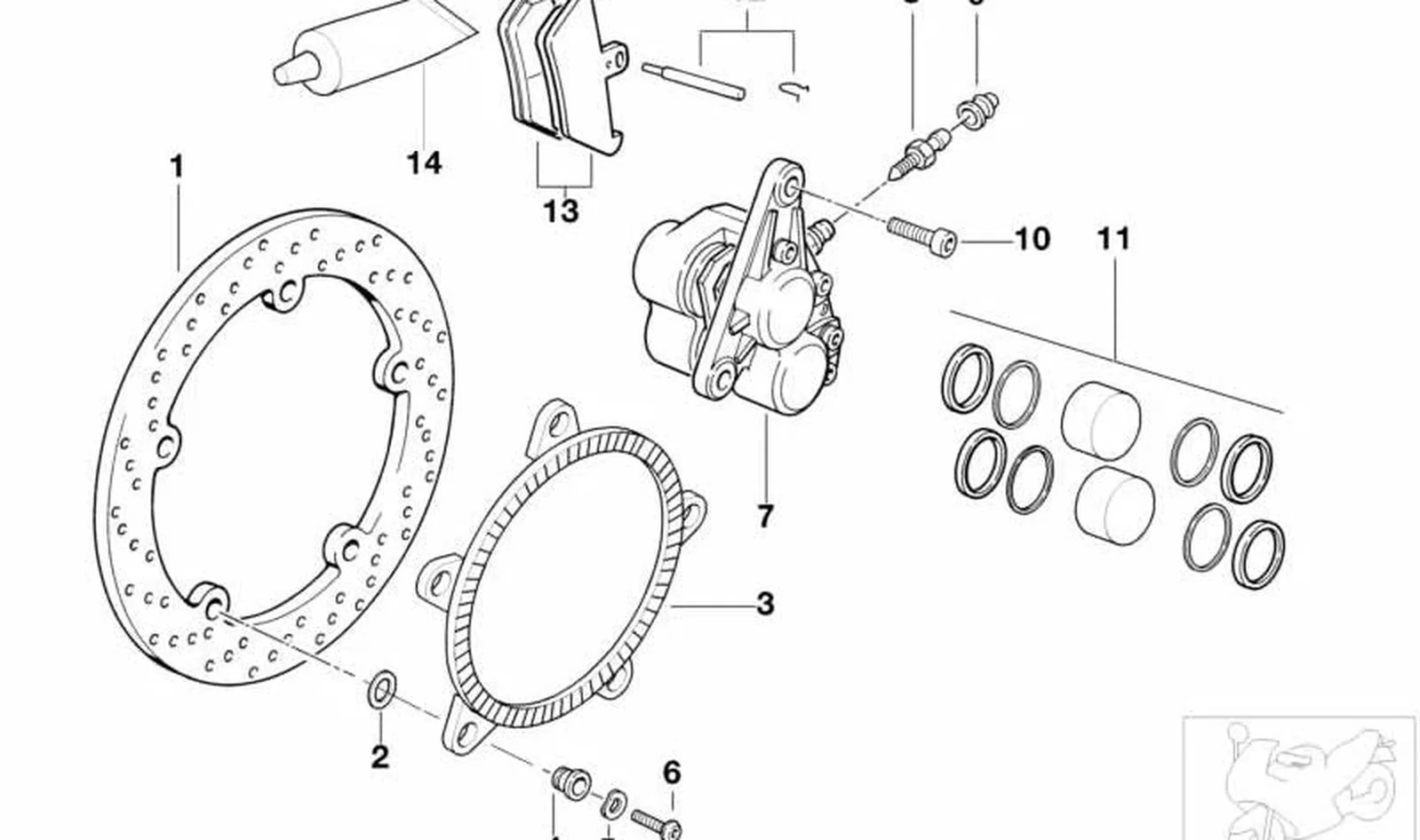 Juego de pastillas de freno delantero OEM 34117660448 para motos BMW R1150GS, R1150RT, K1200GT, R1100S... y más. Original BMW Motorrad.