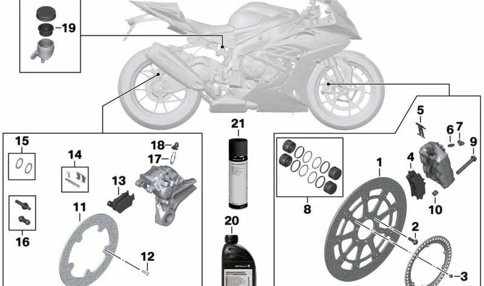 Juego de pastillas de freno delantero OEM 34118534234 para motos BMW S1000RR, HP4, S1000R... y más. Original BMW Motorrad.