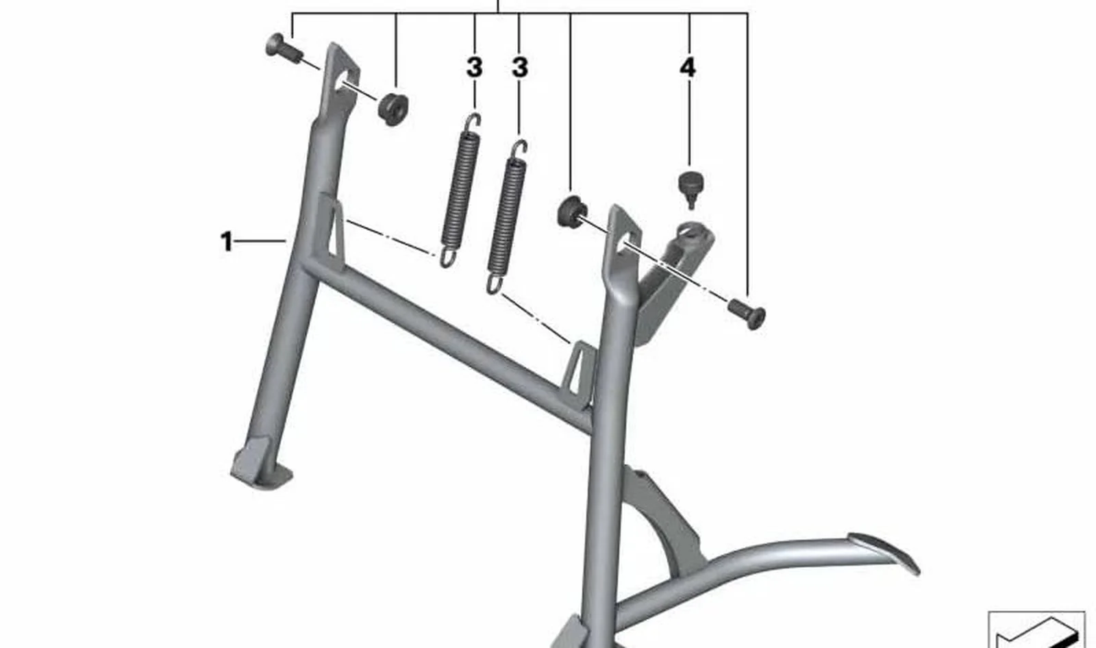 Juego de piezas adicionales caballete basculante OEM 77258523119 para motos BMW F700GS, F800GS, F800GS Adventure. Original BMW Motorrad.