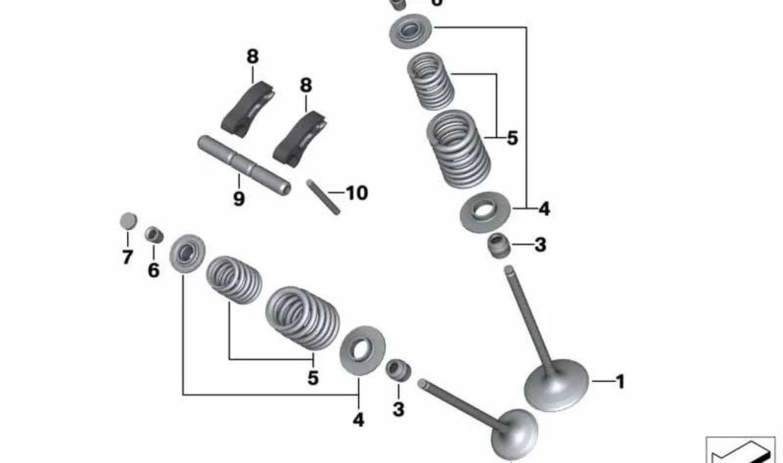 Juego de platillos de muelle de válvula OEM 11349444424 para motos BMW R1250GS, R1250GS Adventure, R1250RT, R1250R, R1250RS. Original BMW Motorrad.
