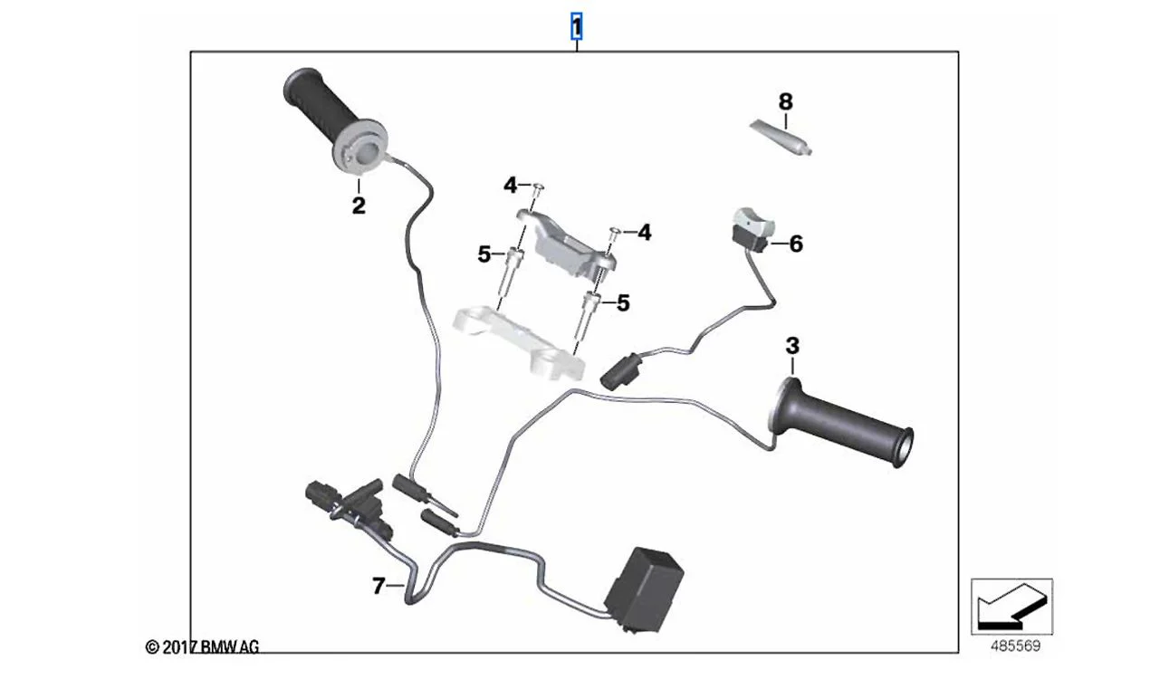 Juego de puños calefactables OEM 77538568742 para motos BMW G 310 GS, G 310 R. Original BMW Motorrad.