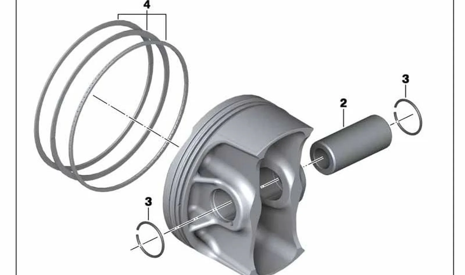 Juego de reparación de segmentos de pistones OEM 11258565669 para motos BMW R1250GS, R1250GS Adventure, R1250RT, R1250R, R1250RS. Original BMW Motorrad.