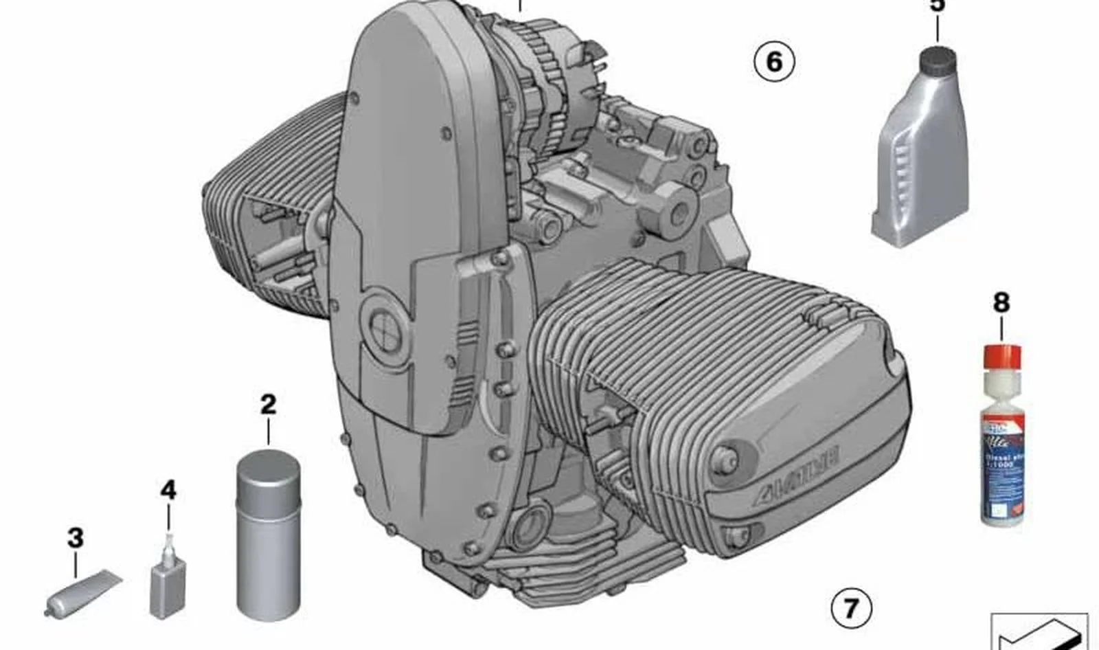 Juego de reparación para cambio de aceite OEM 11001341616 para motos BMW R1100GS, R1150GS, R850R, R1100RT... y más. Original BMW Motorrad.