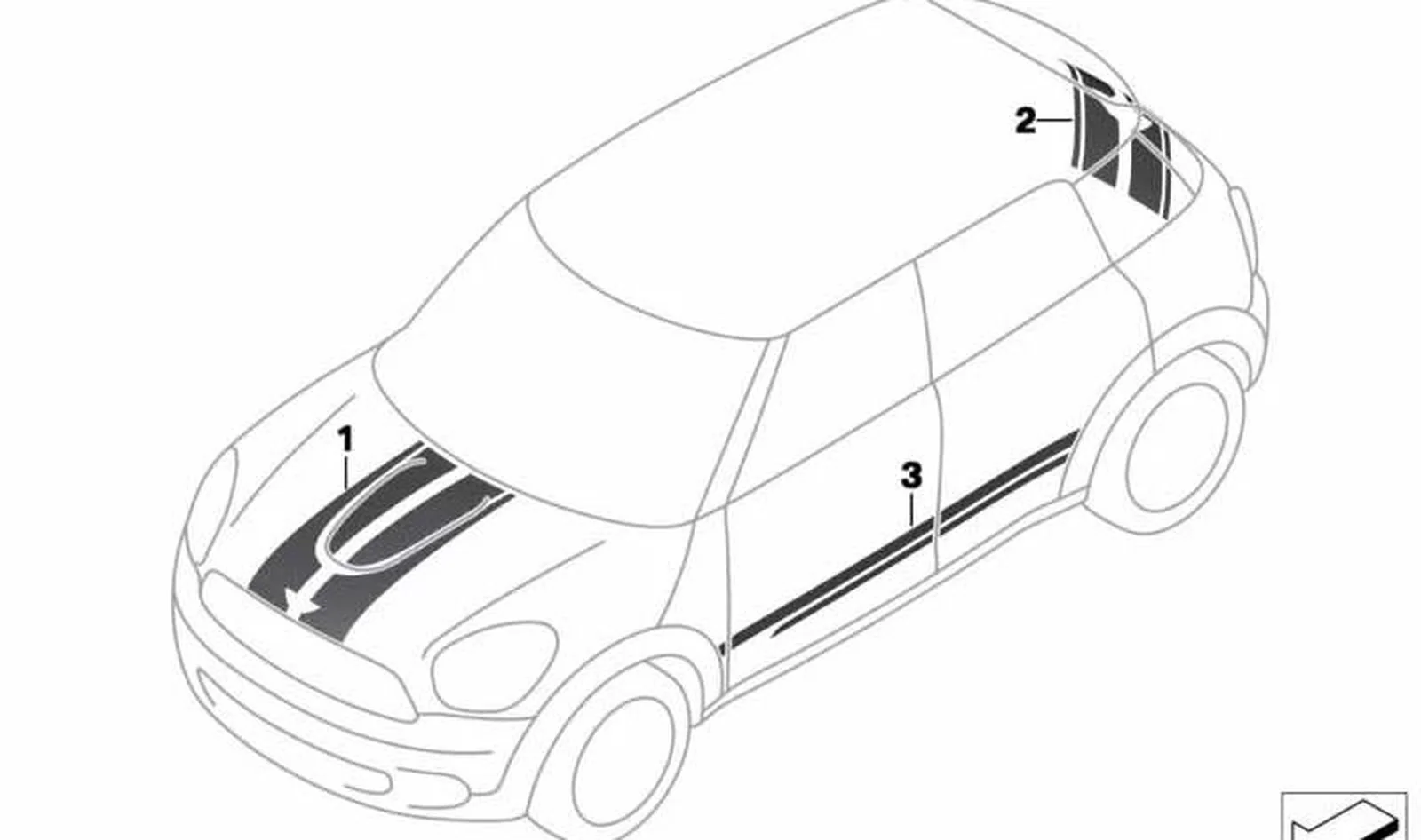 Juego de tiras decorativas portón trasero blanco OEM 51149812072 para MINI Countryman R60, Cooper S, Cooper S ALL4. Original MINI. - Image 2