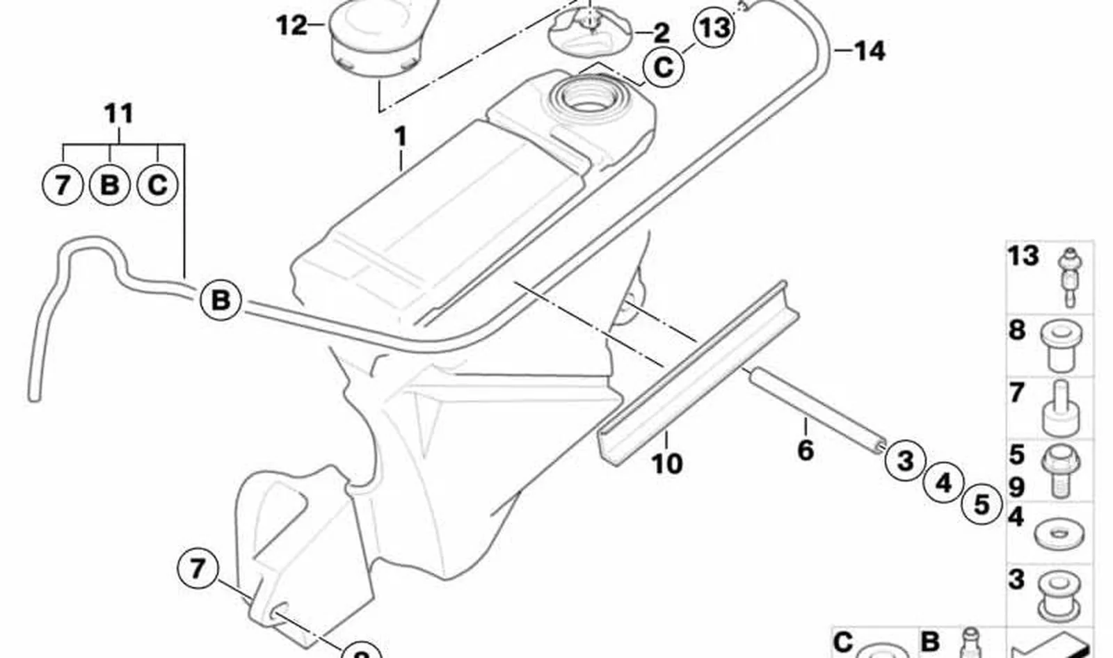 Juego de ventilación del depósito OEM 16117716673 para motos BMW G 450 X (K16). Original BMW Motorrad.