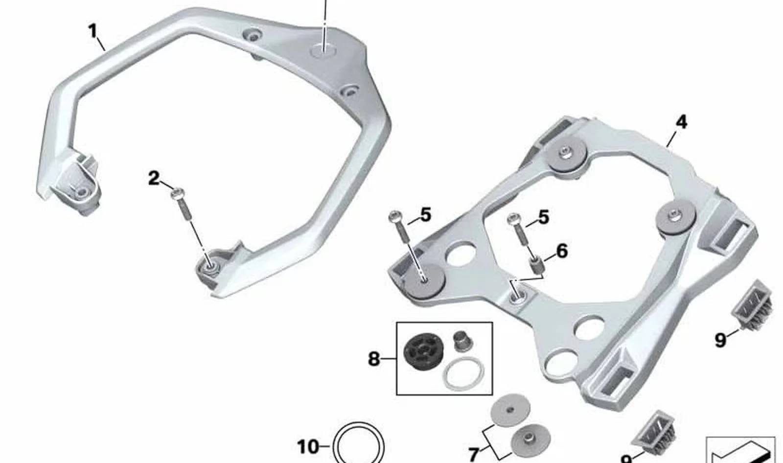 Juego desacoplamiento portamaletas OEM 46545A01180 para motos BMW S 1000 XR (K69). Original BMW Motorrad.