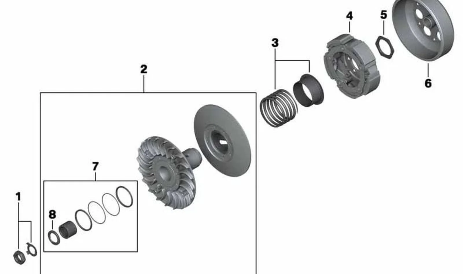 Juego junta/cojinete toma de fuerza OEM 24818563918 para motos BMW C 650 Sport, C 650 GT. Original BMW Motorrad.