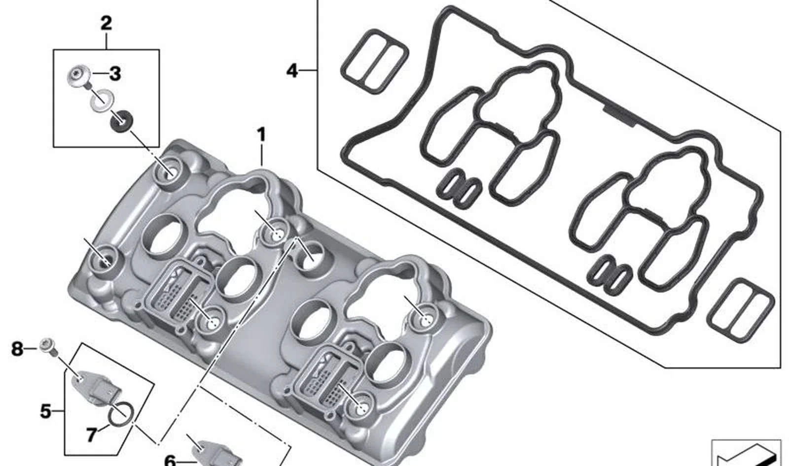 Juego junta tapa de culata OEM 11129480983 para motos BMW S 1000 R, S 1000 RR, S 1000 XR, M 1000 R, M 1000 RR, M 1000 XR. Original BMW Motorrad.