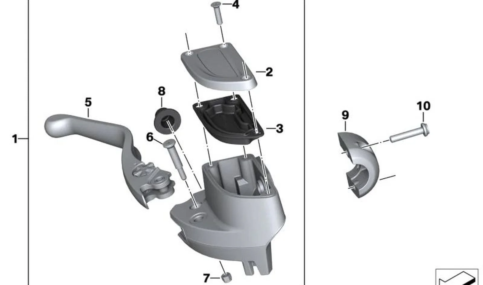 Juego maneta del freno delantero cromado OEM 32727921687 para motos BMW R 18, R 18 Classic, R 18 B, R 18 Transcontinental. Original BMW Motorrad.