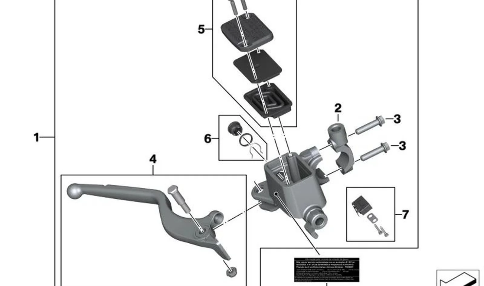 Juego maneta del freno OEM 32729457450 para motos BMW G 310 GS, G 310 R. Original BMW Motorrad.
