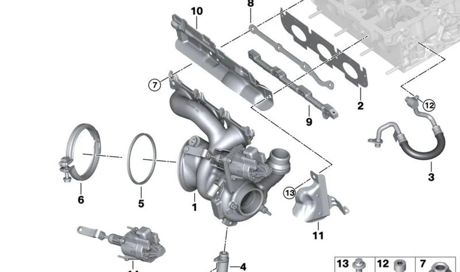 Juego regulador de válvula Wastegate OEM 11658485118 para MINI Cooper S F56, F57, F60... y más. Original MINI.