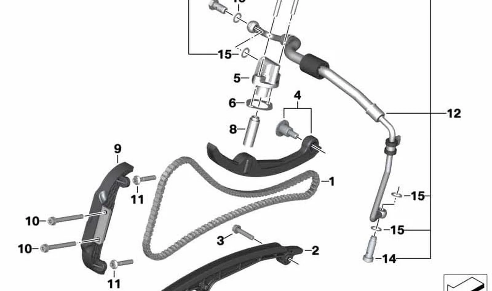 Juego riel tensor con tornillo OEM 11318388031 para BMW C 600 Sport, C 650 Sport, C 650 GT. Original BMW Motorrad.