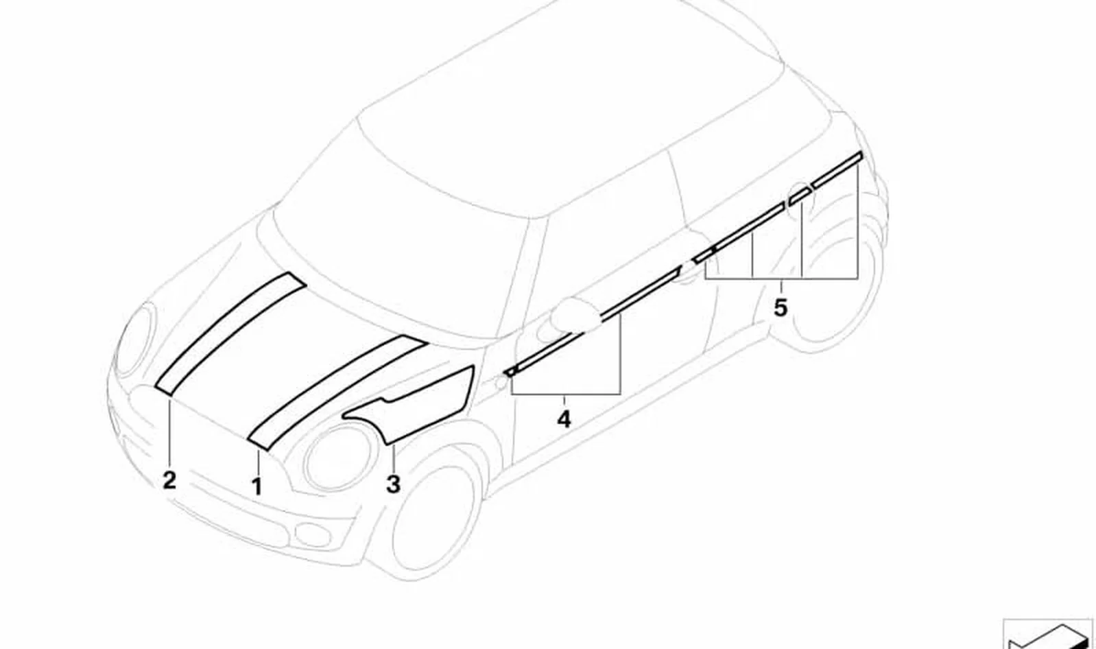 Junquilla puerta derecha OEM 51147331100 para MINI R56 LCI, Clubman R55 LCI. Original MINI.