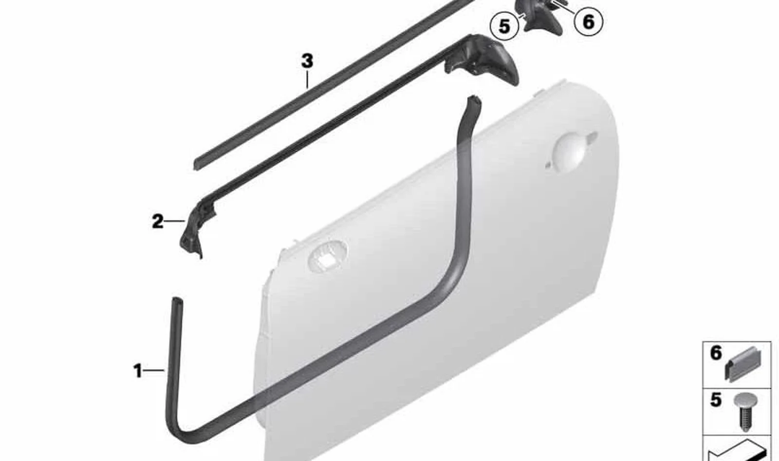 Junta de columna B superior izquierda OEM 51762758887 para MINI Roadster R59 (2011-2015). Original MINI.