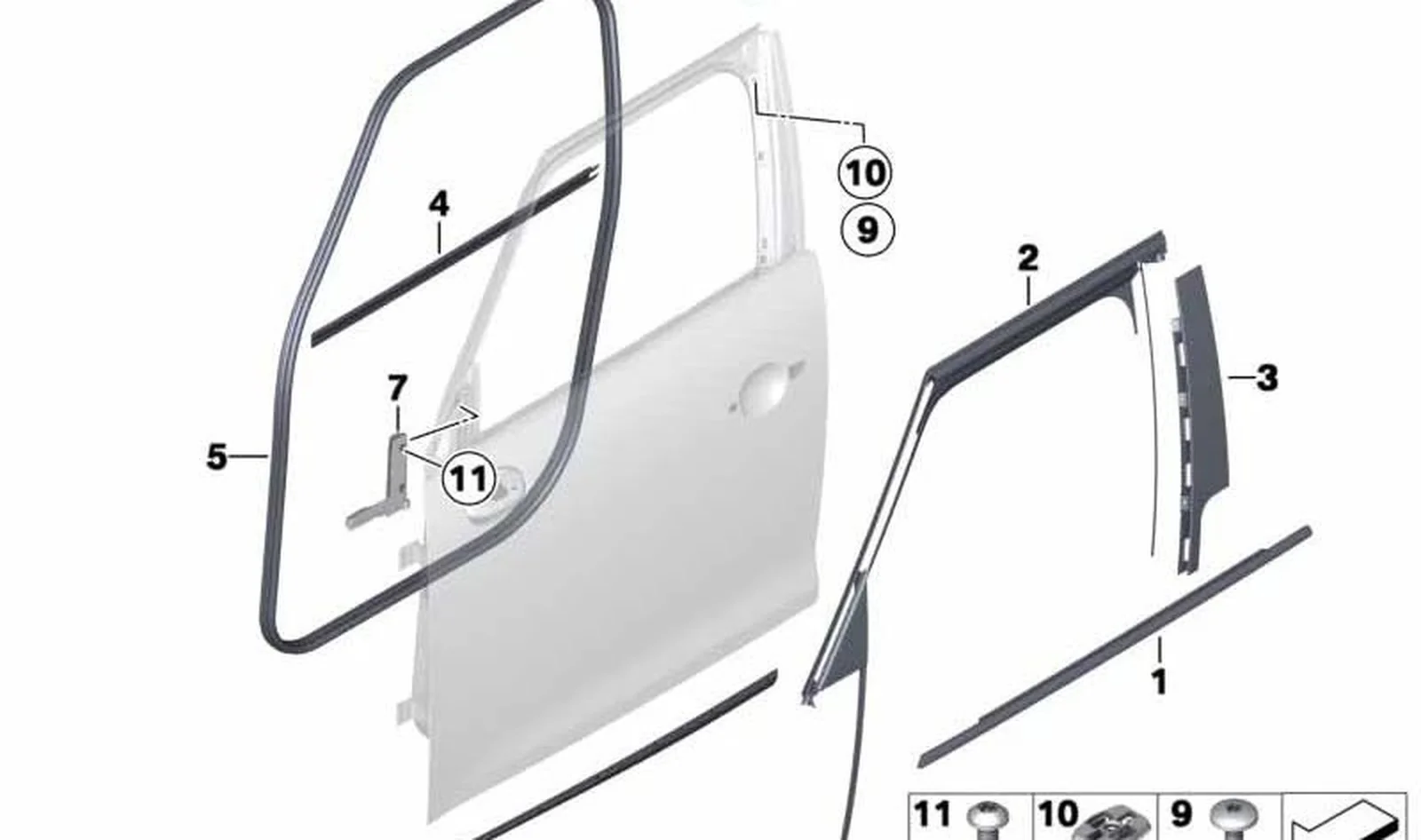 Junta de puerta delantera OEM 51339808654 para MINI Countryman R60 (2010-2016). Original MINI. - Image 2