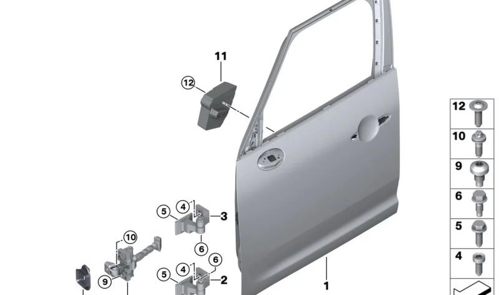 Junta freno de puerta delantero izquierdo OEM 51217483953 para MINI Countryman F60, F60 LCI. Original MINI.