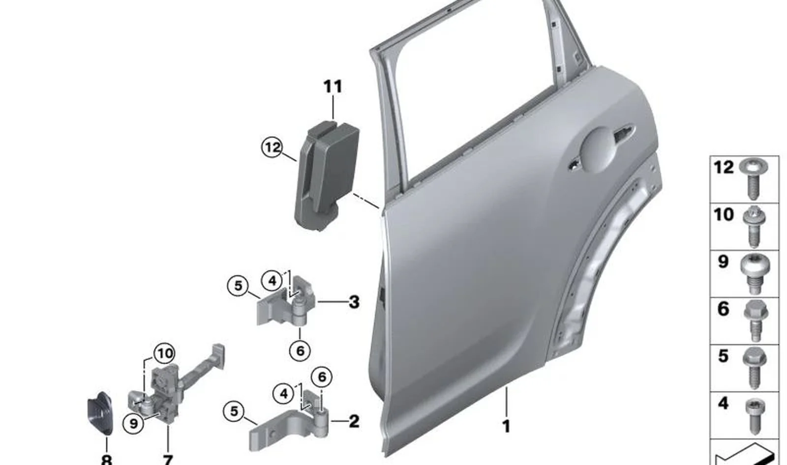 Junta freno de puerta trasera izquierda OEM 51227483955 para MINI Countryman F60, F60 LCI y BMW 2 F45, F46... y más. Original BMW y MINI.