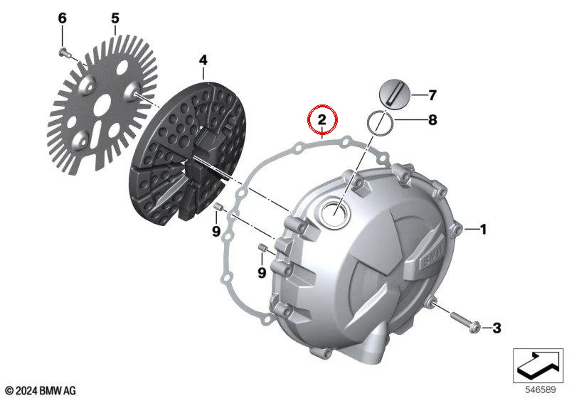 Junta tapa del embrague OEM 11148568825 para motos BMW S 1000 R, S 1000 RR, S 1000 XR, M 1000 RR, M 1000 R, M 1000 XR. Original BMW Motorrad. - Image 2