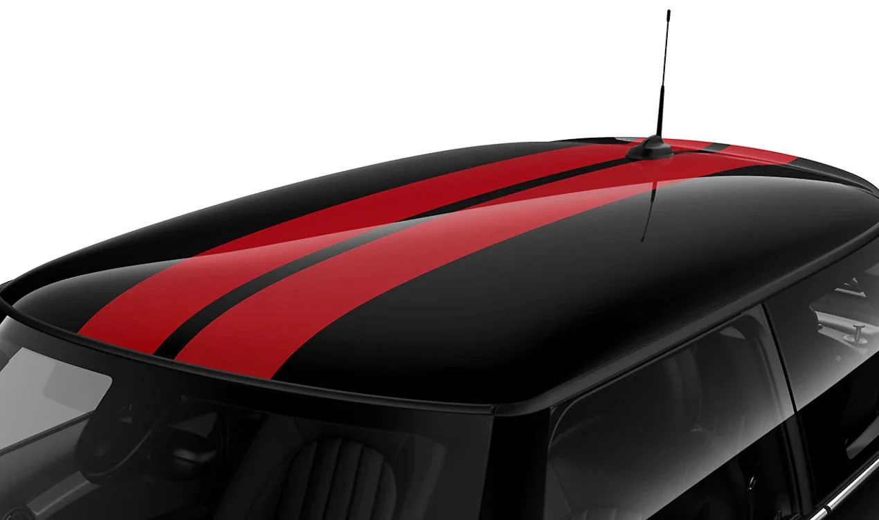Kit de bandas deportivas de techo rojo Chili Red OEM 51142357920 para MINI F56, F56 BEV, F56 LCI, F56 BEV LCI. Original MINI. - Image 2