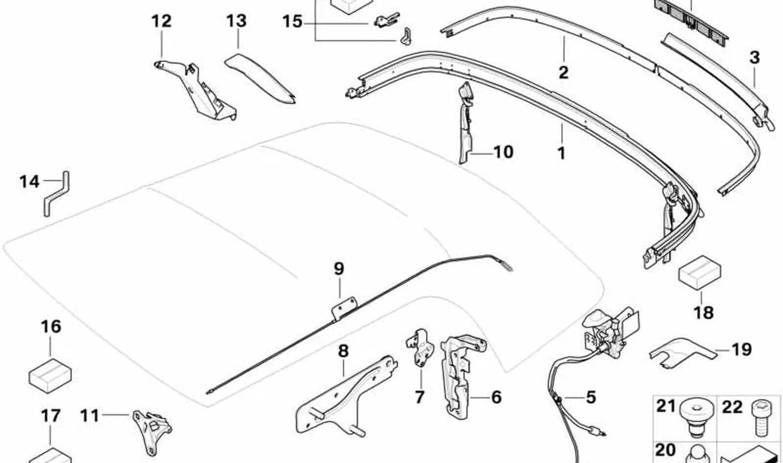 Kit reparación enclavamiento portaequipajes OEM 54347333468 para MINI Cabrio R57, R57 LCI. Original MINI.