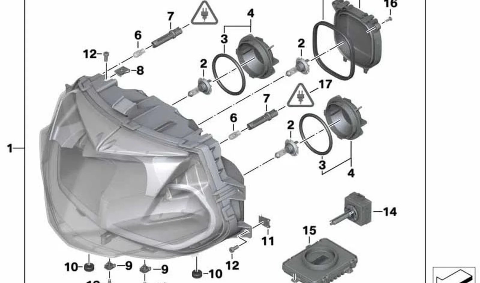 Lámpara incandescente Luz Xenón OEM 63217160933 para motos BMW K1200GT, K1300GT. Original BMW Motorrad.