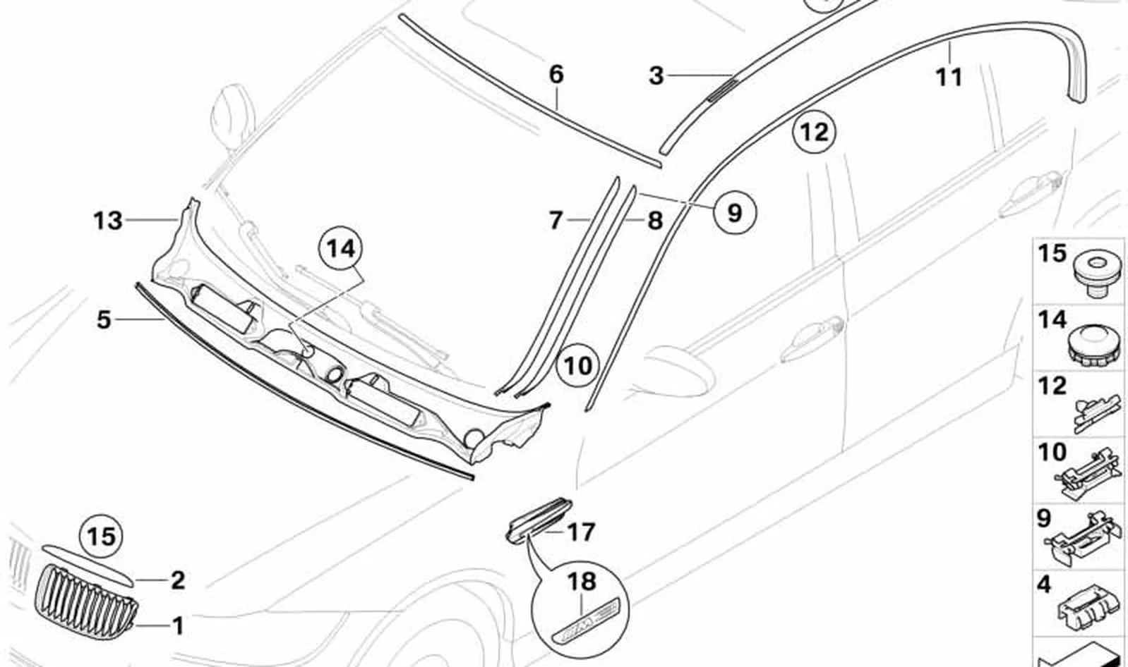 Listón de adorno de techo imprimado izquierdo OEM 51137124253 para BMW Serie 3 E90, E90 LCI. Original BMW. - Image 2
