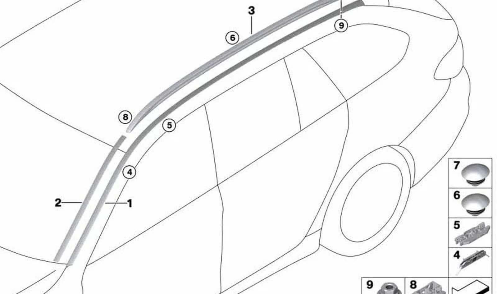 Listón de adorno techo imprimado izquierdo OEM 51137443695 para BMW Serie 5 G31 Touring, G31 Touring LCI. Original BMW.