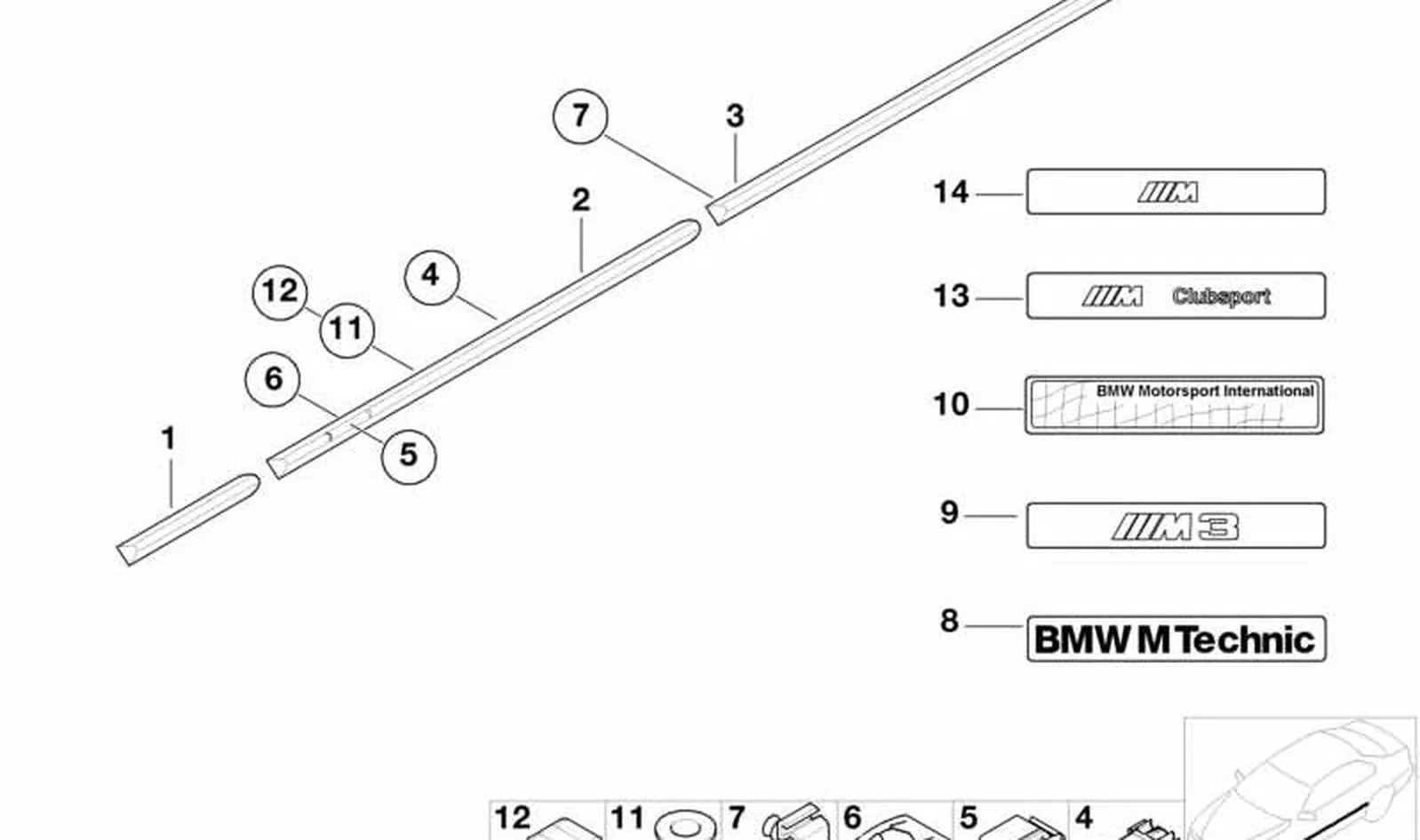 Listón de parachoques puerta delantera izquierda OEM 51132253321 para BMW Serie 3 E36 (1992-1999). Original BMW. - Image 5