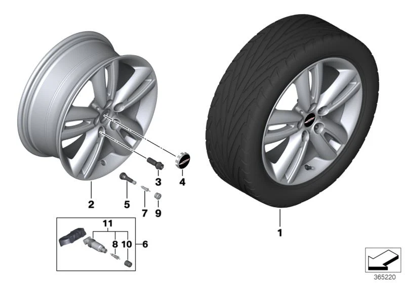 Llanta de aleación ligera 7Jx17 ET54 Jet Black Uni Track Spoke 562 OEM 36116866366 para MINI F55, F56, F57, F56 LCI, F55 LCI, F57 LCI... y más. Original MINI. - Image 2