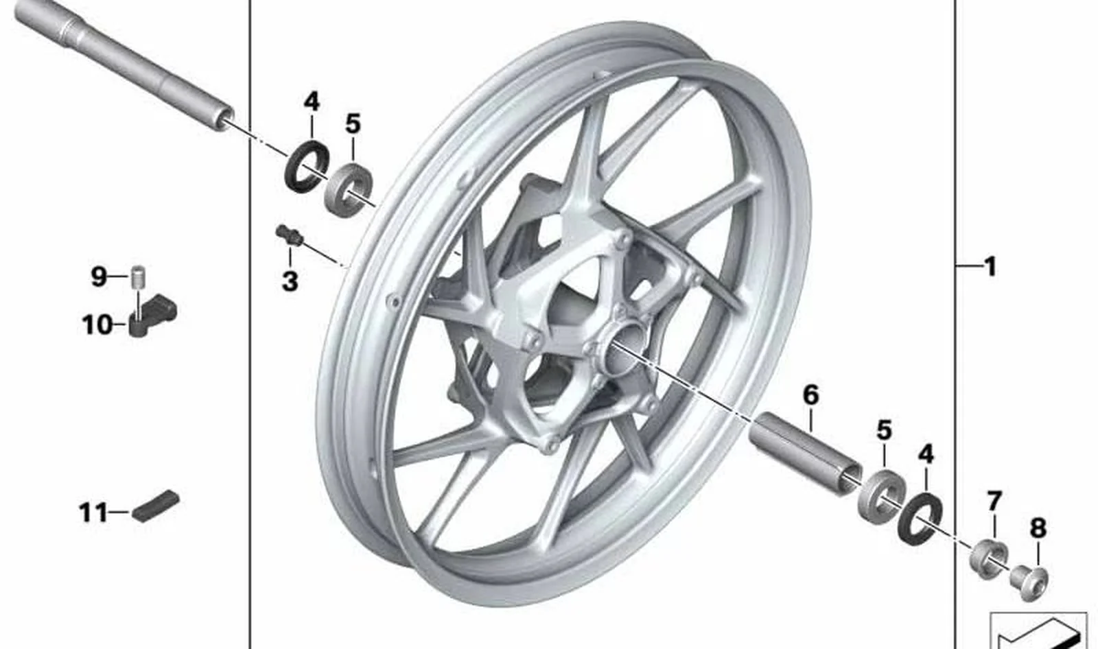 Llanta de fundición gris delantera OEM 36318394332 para motos BMW F 750 GS, F 800 GS. Original BMW Motorrad.