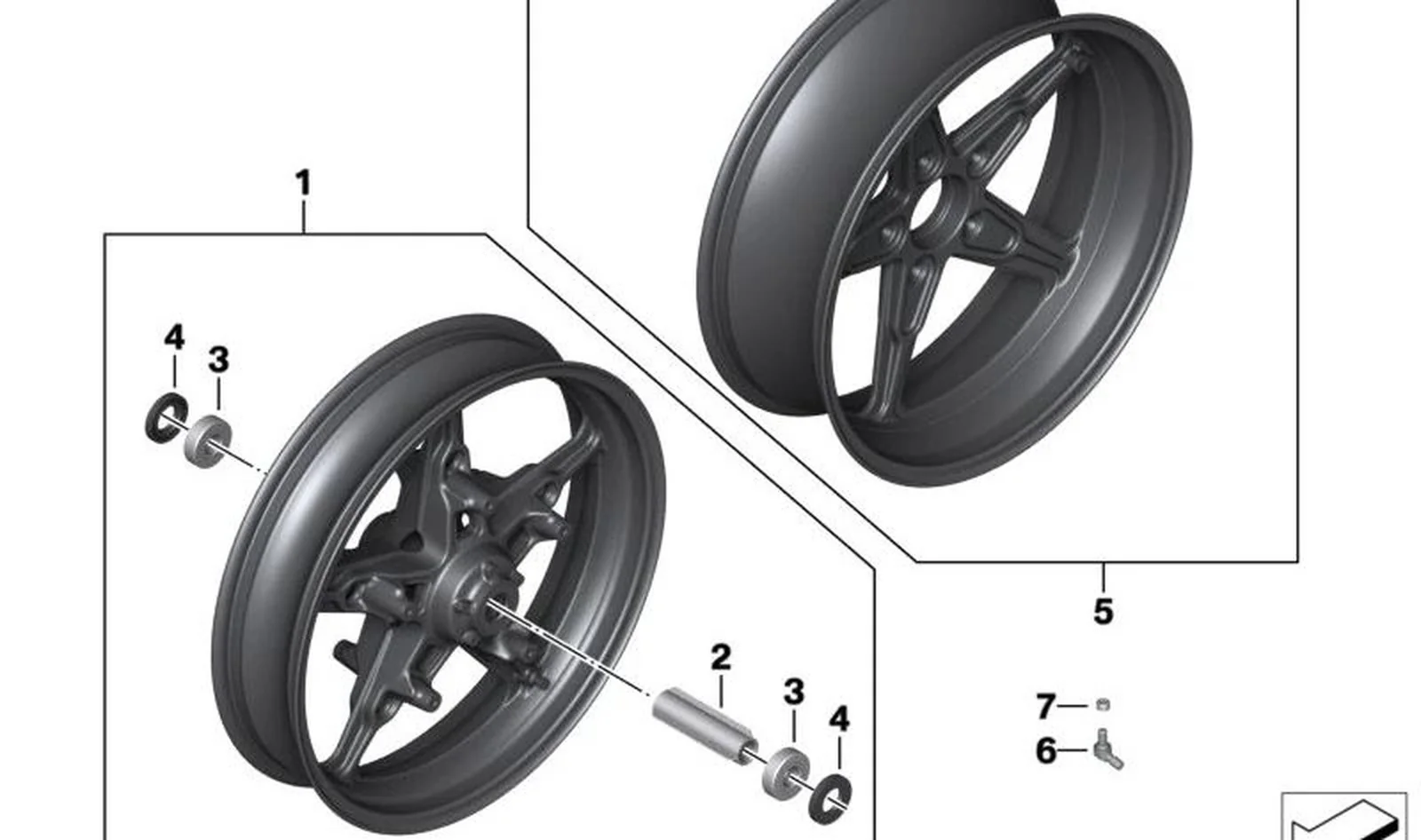 Llanta de fundición trasera negra OEM 36318562501 para motos BMW R NineT Scrambler, R NineT Urban G/S. Original BMW Motorrad.
