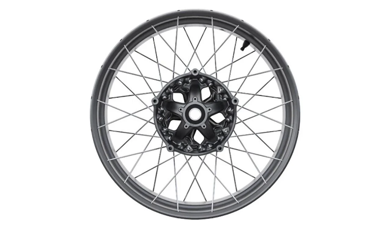 Llanta de radios cruzados delantera negra OEM 36318562512 para motos BMW R nineT Scrambler, R nineT Urban G/S. Original BMW Motorrad.