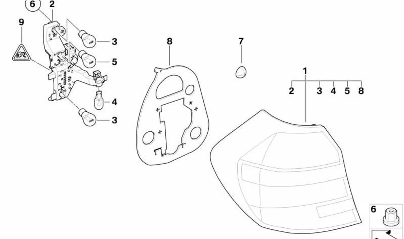 Luz trasera derecha LED OEM 63217181298 para BMW Serie 1 E81, E87 LCI (2006-2011). Original BMW.