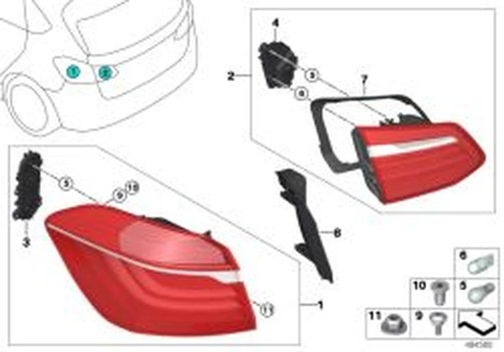 Luz trasera en pared lateral izquierda OEM 63217461607 para BMW Serie 2 F46 Gran Tourer. Original BMW. - Image 3