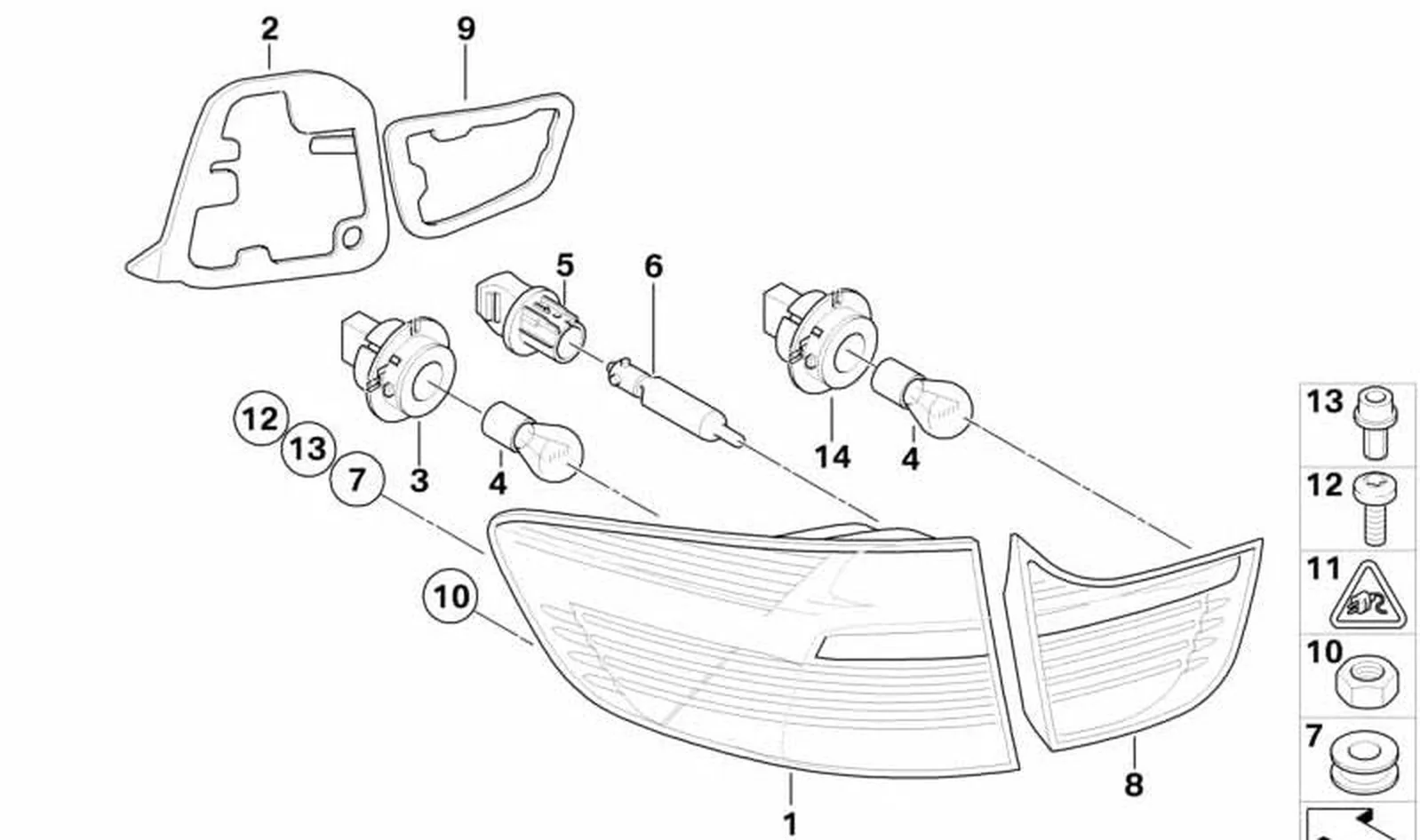 Luz trasera izquierda en pared lateral OEM 63217179983 para BMW X6 E71, X6 E72 Hybrid. Original BMW.