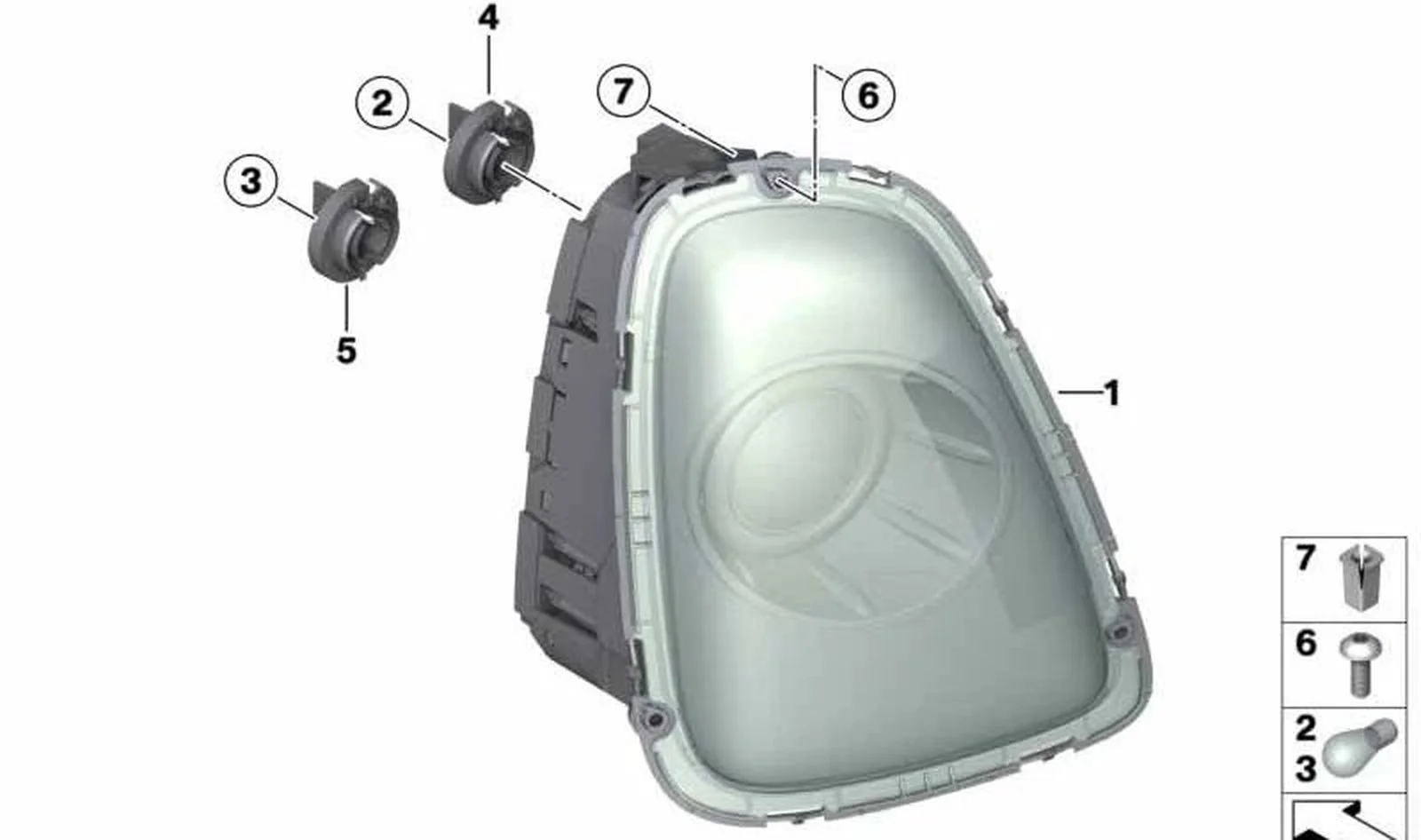 Luz trasera lateral izquierda OEM 63217275119 para MINI Clubman R55 LCI (03/2009-06/2014). Original MINI.
