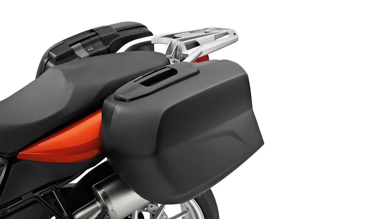 Maleta lateral Touring izquierda negra 28 l OEM 77418529893 para motos BMW F 800 GT, F 800 R… y más. Original BMW Motorrad