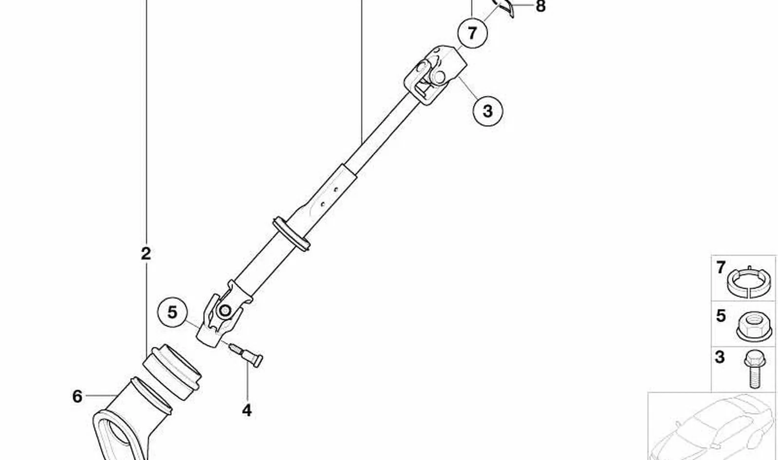 Manguito de dirección OEM 32131504578 para MINI R50, R52, R53. Original MINI.